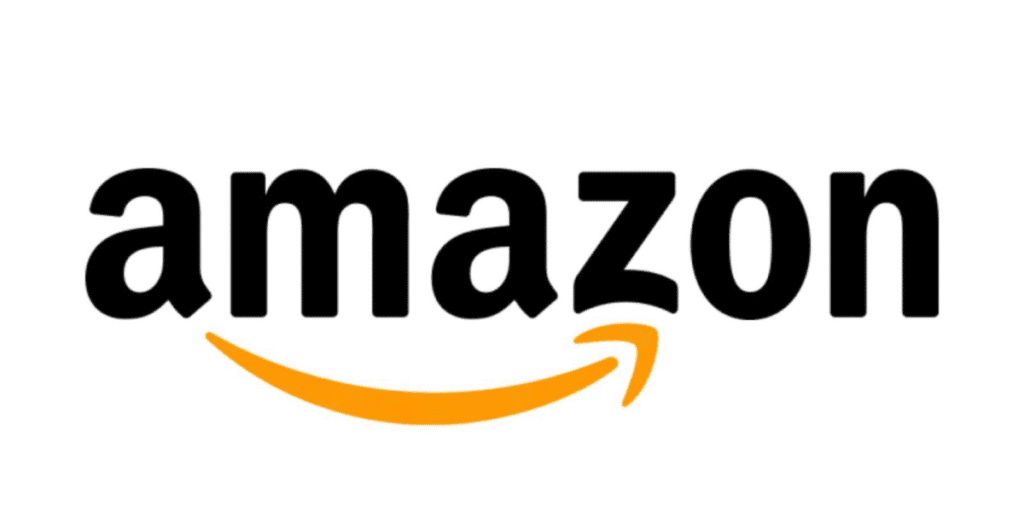Amazon black wordmark with orange smile arrow on a white background.