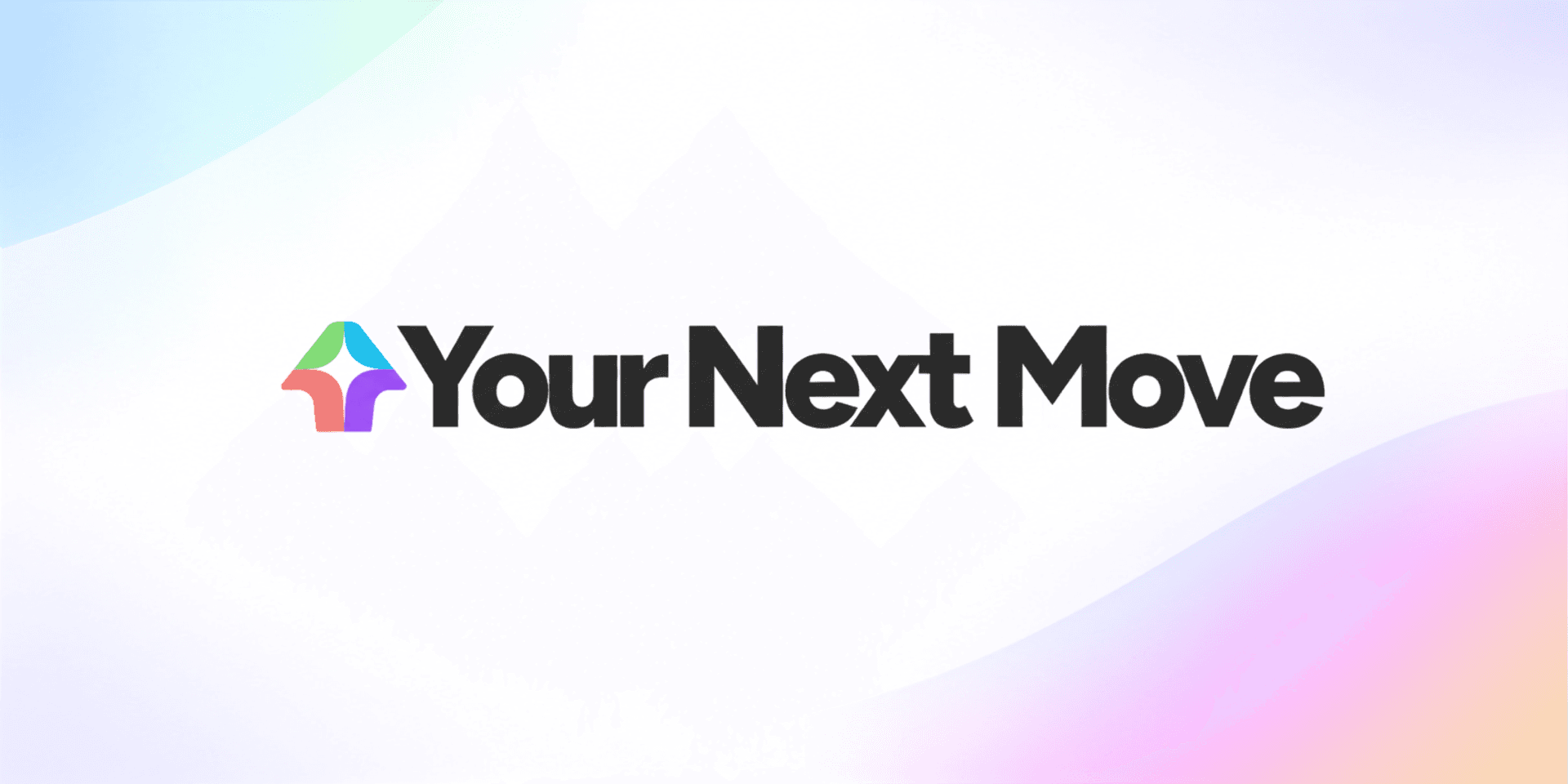 Logo of "Your Next Move" featuring colorful arrow and modern typography on a gradient background